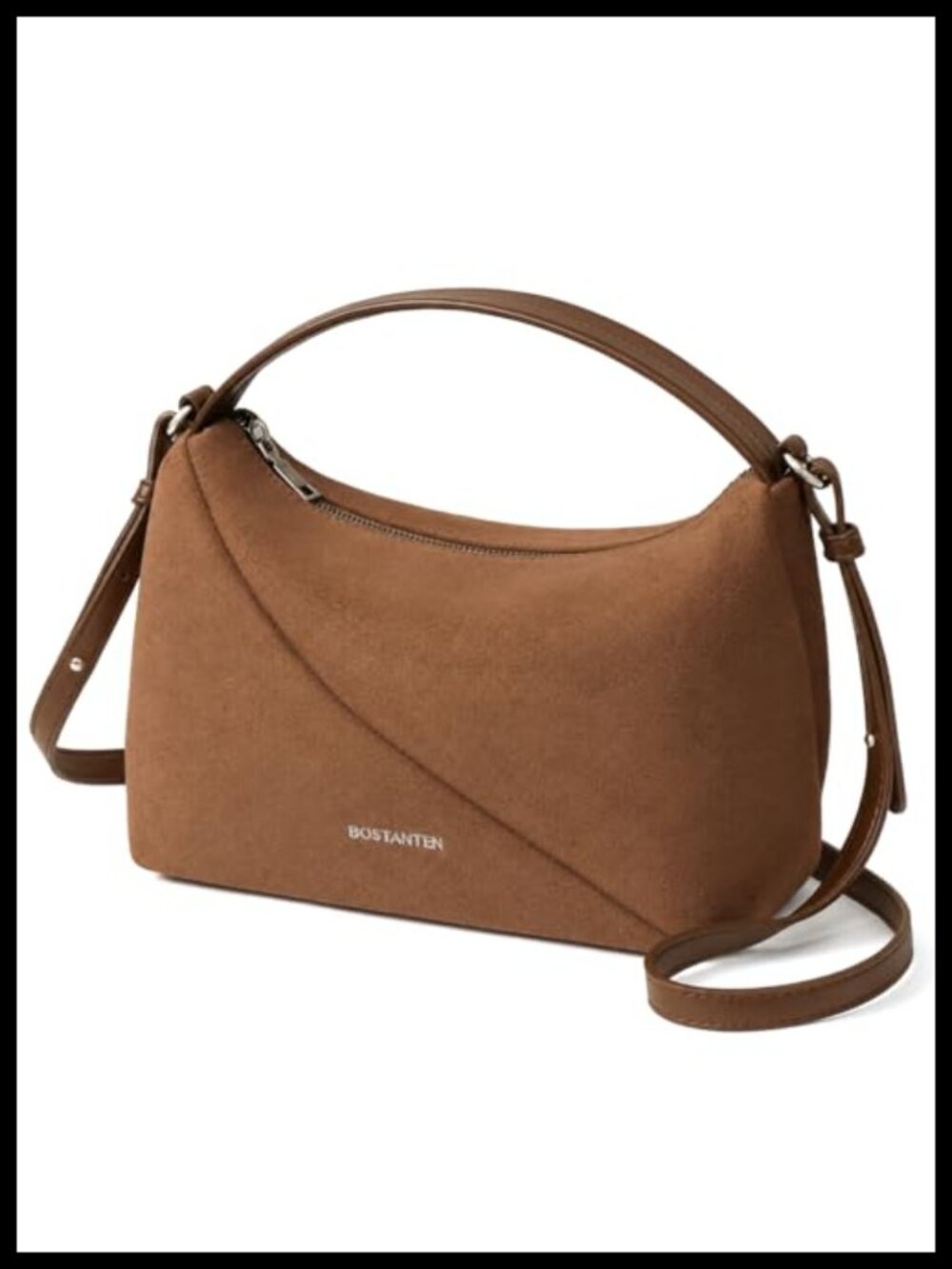 Vegan Suede Leather Crossbody Hobo Bag Adjustable Strap